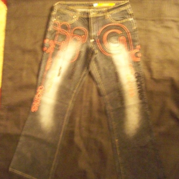 Akademiks Embroidered Embellished Flare Leg Jeans Size 13 - Picture 15 of 15